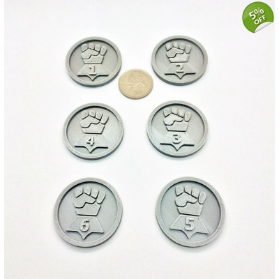 x6 Clenched Fist Warhammer 40k Objective Markers Gaming Crimson