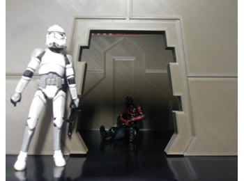 HOLDING CELL COMES WITH FRONT PANEL, DOOR, 2 SIDE PANELS & REAR PANEL, NEEDS PREP&PAINT, FIGURES NOT INCLUDED.