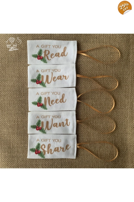 SAMPLE GOLD Christmas Gift Tags - Want Need Wear Read Share