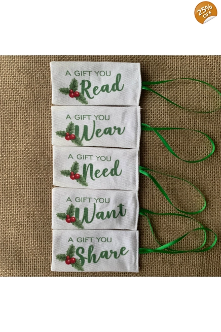 SAMPLE GREEN Christmas Gift Tags - Want Need Wear Read Share
