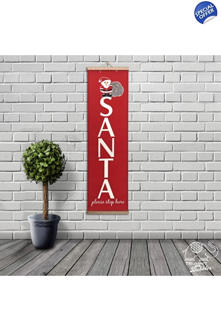 Christmas Banner - Santa Stop Here (red)