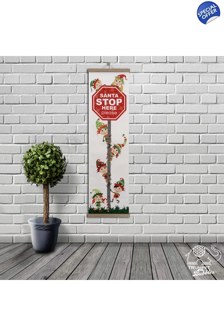 Christmas Banner - Elves Stop Sign