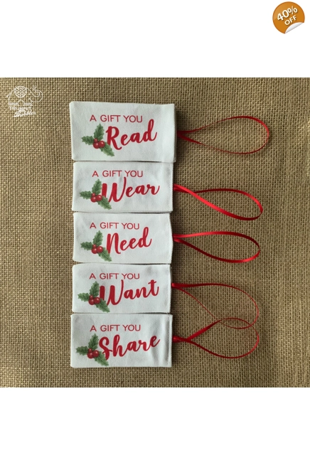 SAMPLE RED Christmas Gift Tags - Want Need Wear Read Share