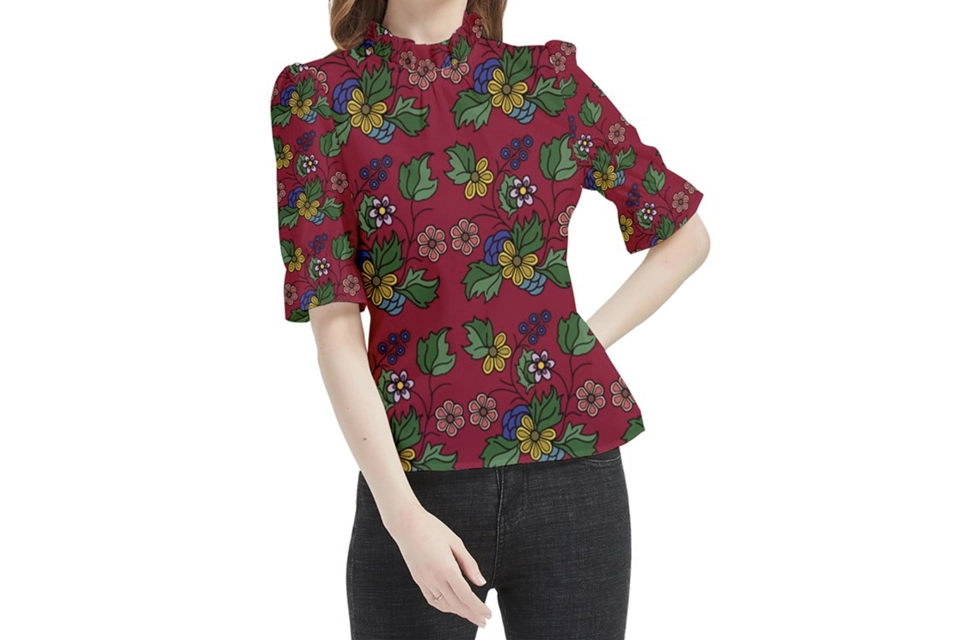Frill neck floral blouse