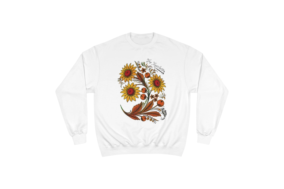 Floral design champion crew neck sweat shirt