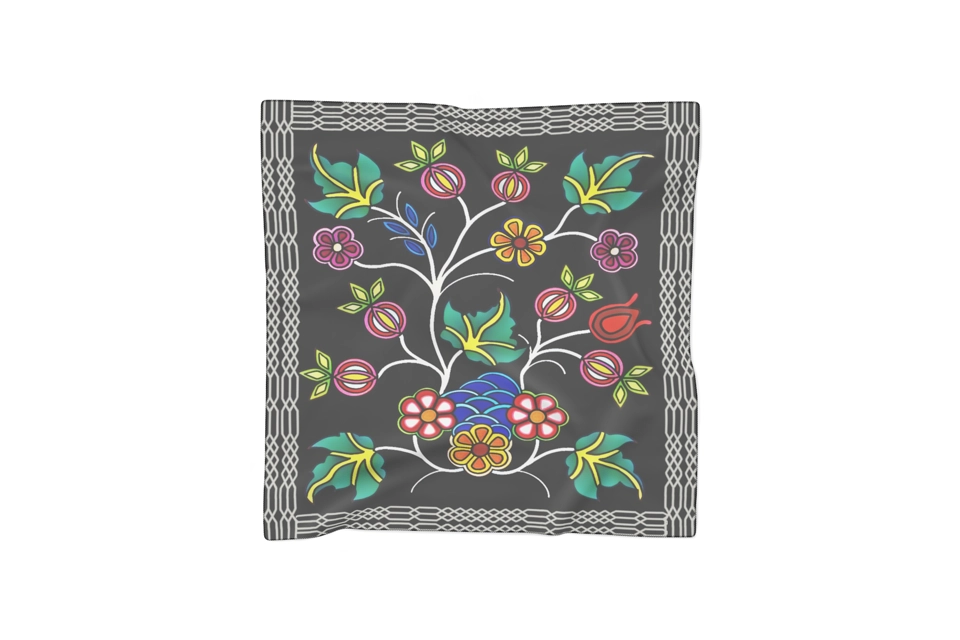 Floral otter track chiffon scarf