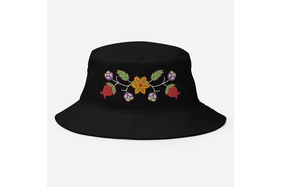 Floral embroidered bucket hat