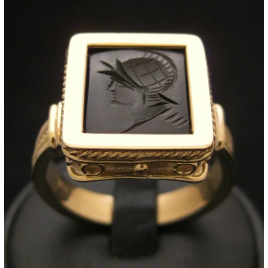 Spartan Warrior Signet Ring Onyx 18KT Gold