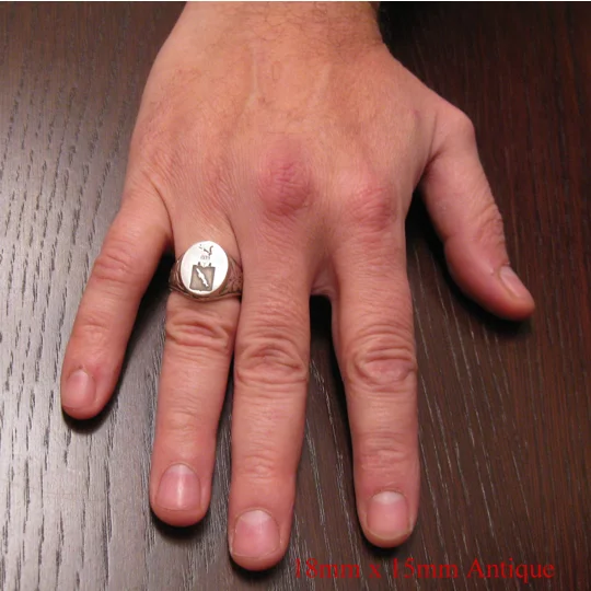 Solid Gold Custom Made Family Crest Antique Ring