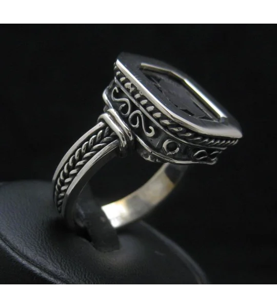 Roman Warrior Signet Ring - Onyx