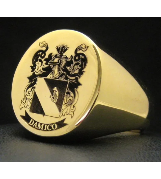 Solid Gold Custom Engraved Your Family Crest Signet Ring