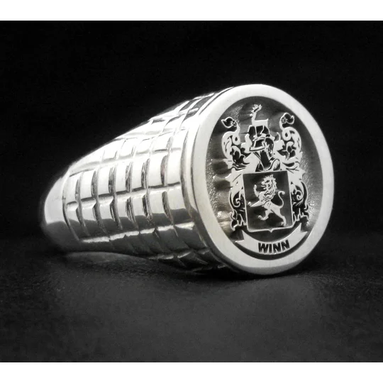 Custom Made Family Crest Ring Croco Pattern