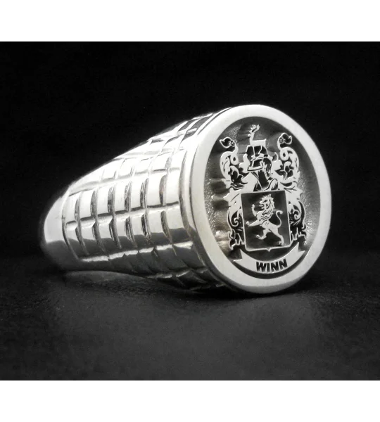 Custom Made Family Crest Ring Croco Pattern