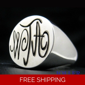 Custom Engraved Monogram Signet Rings
