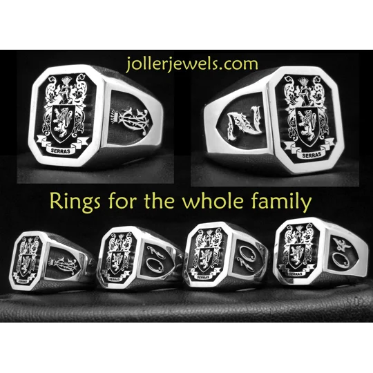 Custom Made Family Crest Octagon Ring