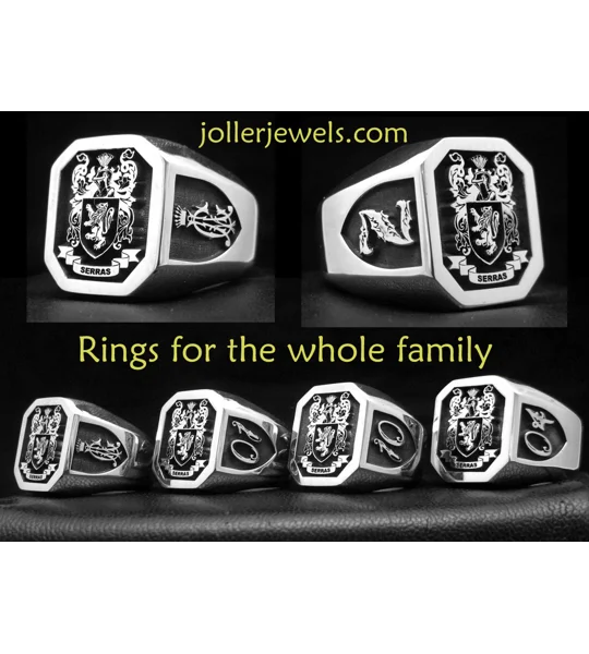 Custom Made Family Crest Octagon Ring