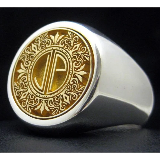 Custom Made Family Crest Ring - Any Logo - Round Signet Ring
