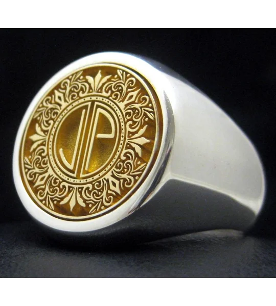 Custom Made Family Crest Ring - Any Logo - Round Signet Ring