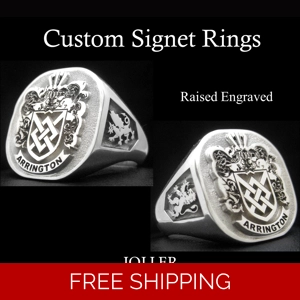 Custom Signet Rings and Family Crest Rings Raised Engraved