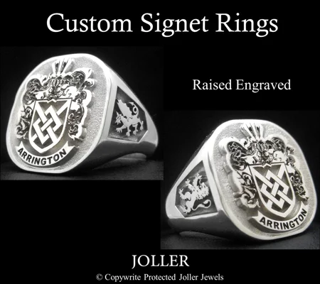 Custom Signet Rings and Family Crest Rings Raised Engraved
