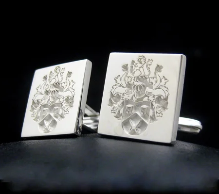 Custom Square Family Crest Cufflinks – Personalized Coat of Arms