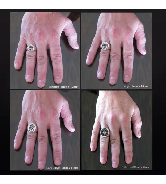family crest rings dimensions finger wearing