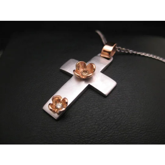 White Gold Diamond Cross Necklace
