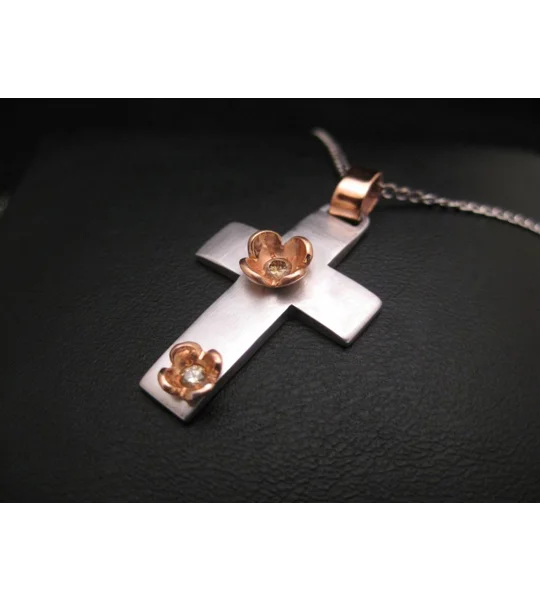 White Gold Diamond Cross Necklace