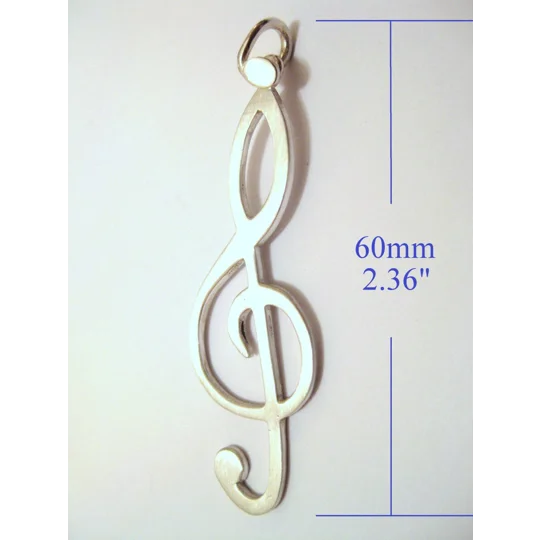 Treble Clef Note Pendant - Handmade 60mm