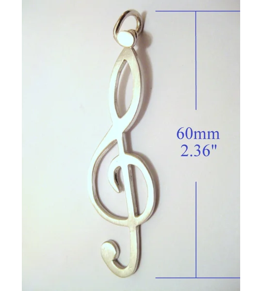 Treble Clef Note Pendant - Handmade 60mm