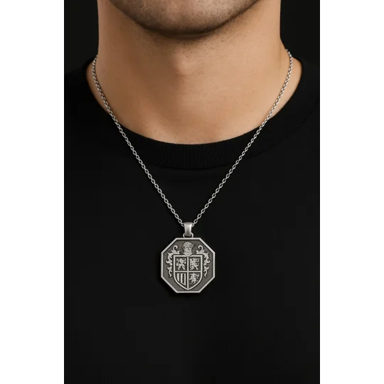 engraved octagon pendant