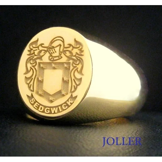 Solid Gold Custom Engraved Family Crest Ring