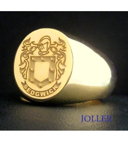 Solid Gold Custom Engraved Family Crest Ring