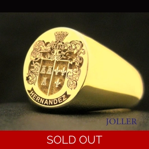 Solid Gold Custom Engraved Family Crest Ring