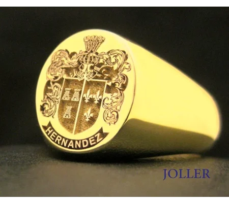 Solid Gold Custom Engraved Family Crest Ring