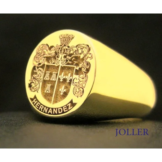 Solid Gold Custom Engraved Family Crest Ring