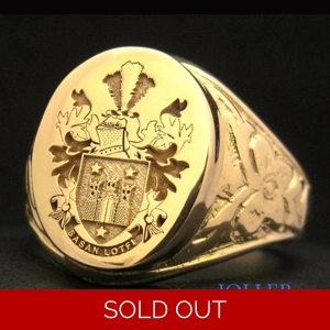 Solid Gold Custom Made Family Crest Antique Ring