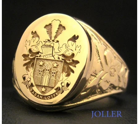 Solid Gold Custom Made Family Crest Antique Ring