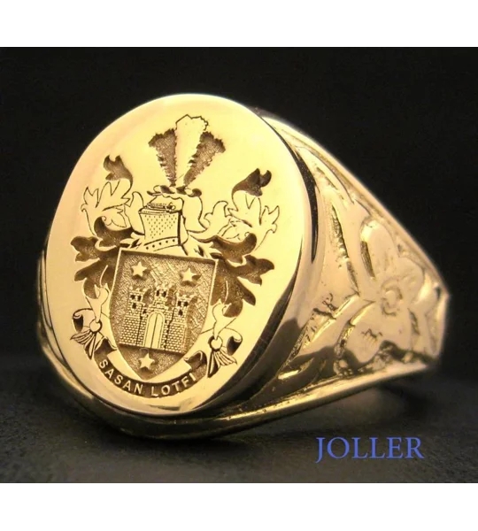Solid Gold Custom Made Family Crest Antique Ring