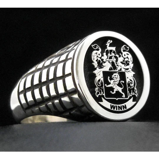 Custom Made Family Crest Ring Croco Pattern