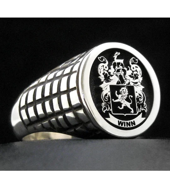 Custom Made Family Crest Ring Croco Pattern