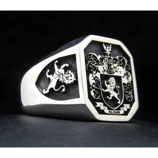 Custom Made Family Crest Octagon Ring