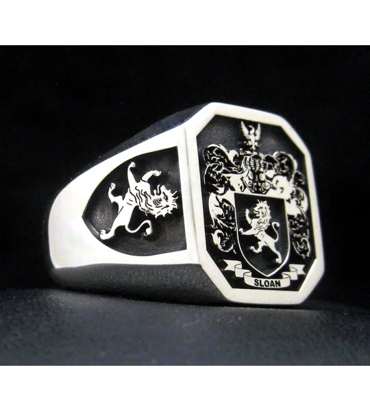 Custom Made Family Crest Octagon Ring