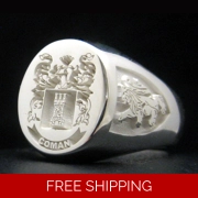 Family Coat of Arms Ring Custom Engraved