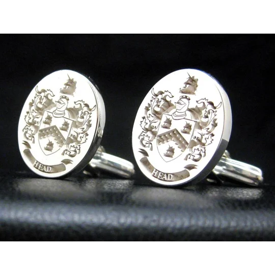 Family Crest Cufflinks Custom Engraved