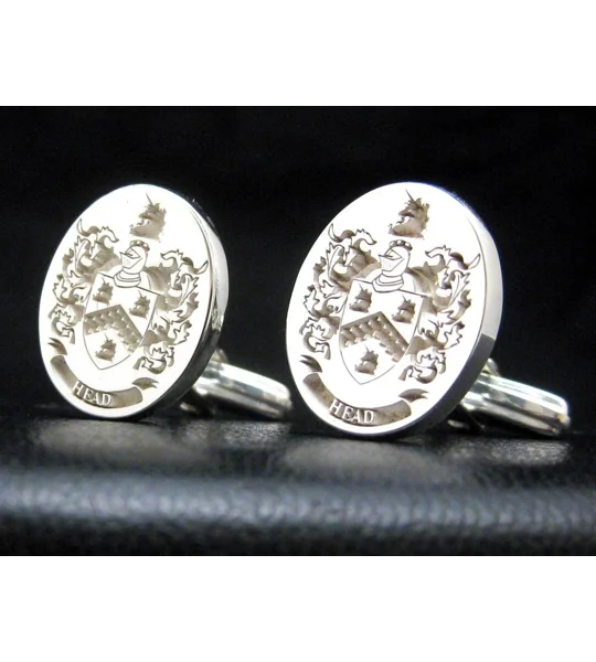 Family Crest Cufflinks Custom Engraved