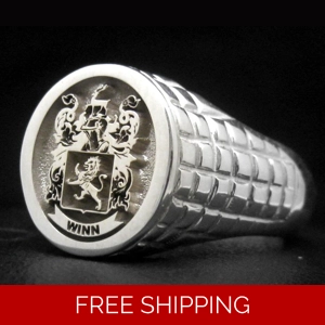 Custom Made Family Crest Ring Croco Pattern