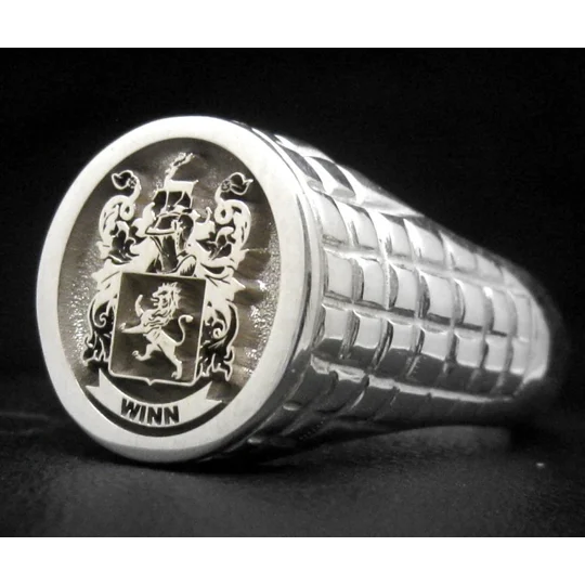 Custom Made Family Crest Ring Croco Pattern