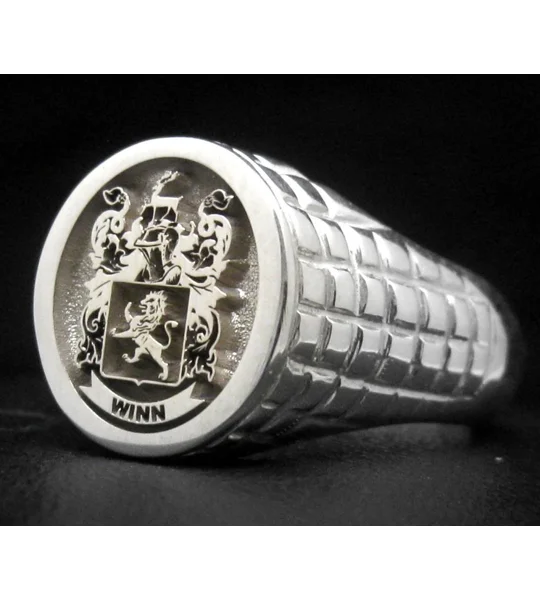 Custom Made Family Crest Ring Croco Pattern