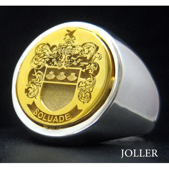 Family Crest Ring – Custom Round Signet in 14KT Gold and Sterling Silver